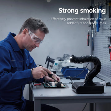 60W Soldering Iron Fume Extractor with LED Light ESD Carbon Filter Sponge Smoking Instrument for Electronic Component Repair Apsilon