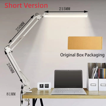 LED Desk Lamp Long Arm Foldable Clamp Adjustable Eye Caring Light with 3 Color Modes Dimmable for Reading Study and Office Work Apsilon
