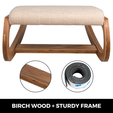 SucceBuy Ergonomic Kneeling Chair Stool W/ Thick Cushion Home Office Chair Improving Body Posture Rocking Wood Computer Chair Apsilon