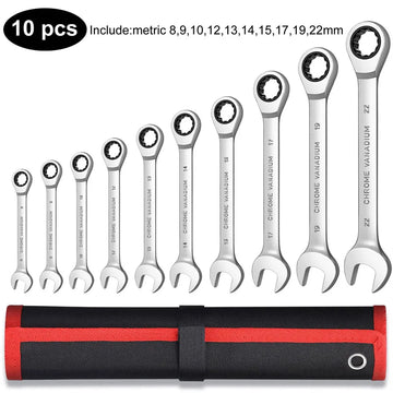 Key Ratchet Wrench Set 72 Tooth Gear Ring Torque Socket Wrench Set Metric Combination Ratchet Spanners Set Car Repair Tools Apsilon