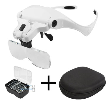 Magnifying Glasses Reading Illuminated Magnifier 1.0X 1.5X 2.0X 2.5X 3.5X 2 Lights Adjustable Head Illuminated Loupe Magnifier Apsilon