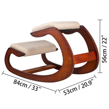 SucceBuy Ergonomic Kneeling Chair Stool W/ Thick Cushion Home Office Chair Improving Body Posture Rocking Wood Computer Chair Apsilon