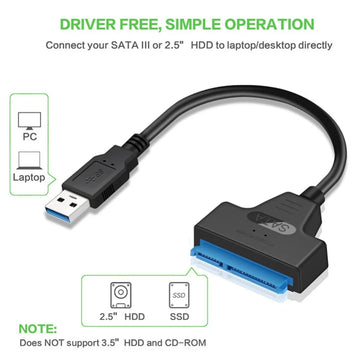 SATA to USB 3.0/2.0/Type-C Adapter Sata Cable Up To 6 Gbps Support 2.5 Inch External HDD SSD Hard Drive 22 Pin Sata III Cable Apsilon