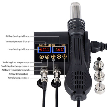 JCD 750W 2 in 1 Soldering Station LCD Digital display Welding Rework Station for cell-phone BGA SMD IC Repair Solder tools 8898 Apsilon