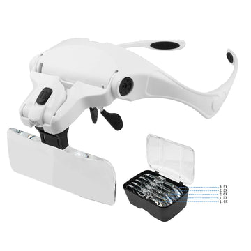 Magnifying Glasses Reading Illuminated Magnifier 1.0X 1.5X 2.0X 2.5X 3.5X 2 Lights Adjustable Head Illuminated Loupe Magnifier Apsilon