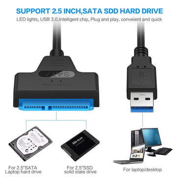 SATA to USB 3.0/2.0/Type-C Adapter Sata Cable Up To 6 Gbps Support 2.5 Inch External HDD SSD Hard Drive 22 Pin Sata III Cable Apsilon