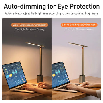 Baseus LED Desk Lamp Eye Protection Study Dimmable Office Light Foldable Table Lamp Smart Adaptive Brightness Bedside Read Lamp Apsilon