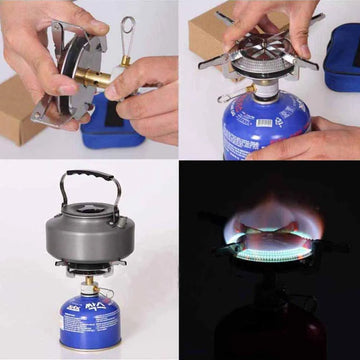 Windproof Camping Gas Stove Portable Foldable Backpack Electronic Stove Head Outdoor Cooking Picnic HikingMountaineering Camping Apsilon