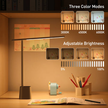 Baseus LED Desk Lamp Eye Protection Study Dimmable Office Light Foldable Table Lamp Smart Adaptive Brightness Bedside Read Lamp Apsilon