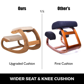 SucceBuy Ergonomic Kneeling Chair Stool W/ Thick Cushion Home Office Chair Improving Body Posture Rocking Wood Computer Chair Apsilon
