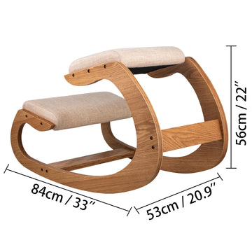 SucceBuy Ergonomic Kneeling Chair Stool W/ Thick Cushion Home Office Chair Improving Body Posture Rocking Wood Computer Chair Apsilon