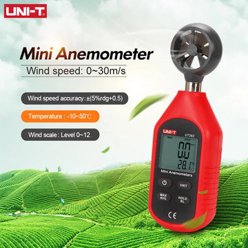 UNI-T Anemometer UT363 UT363BT Wind Speed Meter 0~30m/s Air Speedometer Digital Temperature Meter Wind Speed Measurement Apsilon