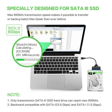 SATA to USB 3.0/2.0/Type-C Adapter Sata Cable Up To 6 Gbps Support 2.5 Inch External HDD SSD Hard Drive 22 Pin Sata III Cable Apsilon