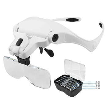 Magnifying Glasses Reading Illuminated Magnifier 1.0X 1.5X 2.0X 2.5X 3.5X 2 Lights Adjustable Head Illuminated Loupe Magnifier Apsilon