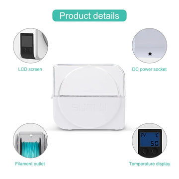 SUNLU Filament Dryer S1 Plus Built-in Circulation Fan Filament Dryer Box Storage Box for 3D Printer Filament 1.75/2.85/3.00mm Apsilon