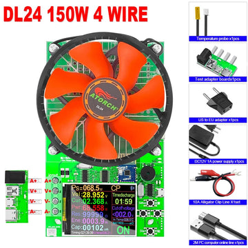 DL24/P Color 2.4' DC USB Tester Electronic Load Lithium Battery Capacity Monitor Discharge Charge Power Meter Supply Checker APP Apsilon