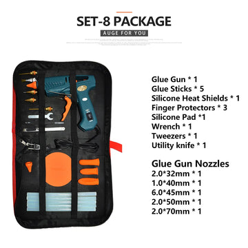 Hot Melt Glue Gun Single， Packing SET-8 15 IN 1 Tool KIT Silicone Gun 50W/OFF/150W Switch Use 11mm Glue Stick Pure Copper Nozzle Apsilon