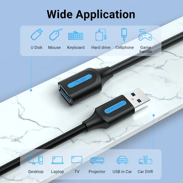 Vention USB 3.0 Extension Cable USB 3.0 2.0 Cable Extender Data Cord for PC Smart TV Xbox One SSD Fast Speed USB Cable Extension Apsilon