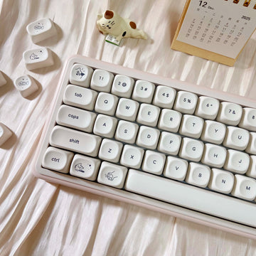 Hangul Keycap PBT Milky Cute Cat Keycaps Korean MOA Top print for office gamer 60% 65% 75% TKL 96% 100% Mechanical Keyboard Apsilon