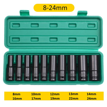 1/2Inch Drive 6-Point Impact Socket Set 10-20 pcs/set 8-32mm Metric Sizes Carbon Steel Impact Socket Set with Hard Storage Box Apsilon