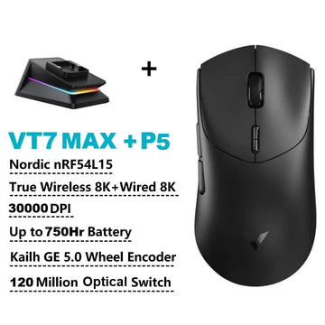 Rapoo VT7 MAX /VT7 Wireless Gaming Mouse True 8K Wireless Polling Rate 53g Lightweight Up to 750Hr Battery Life Apsilon