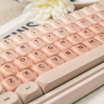 132 Keys Liquid Foundation keycaps HOA Profile PBT+PC Round Pink Cute Keycap Sets for MX Mechanical Keyboard Keycaps Apsilon