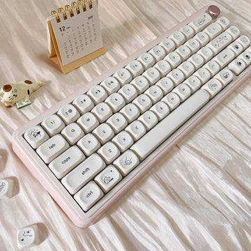 Hangul Keycap PBT Milky Cute Cat Keycaps Korean MOA Top print for office gamer 60% 65% 75% TKL 96% 100% Mechanical Keyboard Apsilon