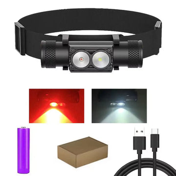 Newest LED Mini Headlamp High Power White Red Headlight 18650 Rechargeable USB Type-C Torch Camping Hunting Flashlight Lamp Apsilon