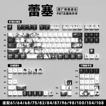 REZE Anime Theme Keycaps Set Customized PBT Sublimation Cherry Profile Keyboard Keycaps for Mechanical Keyboard Accessories Girl Apsilon