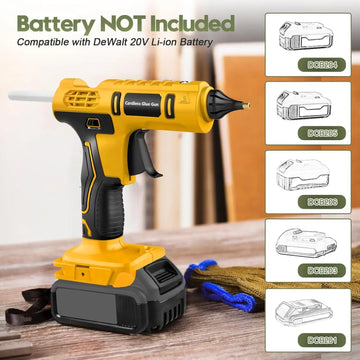 100W Cordless Hot Glue Gun for DeWalt 20V Battery (NO Battery) Wireless Power Glue Gun Full Size with 12pcs Glue Sticks(11mm) Apsilon