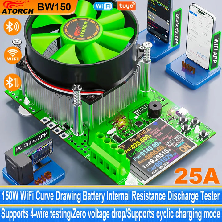 ‌Tuya WiFi Smart Battery Tester 18650 Capacity Meter USB Electronic Load Internal Resistance Detector with Real-Time APP Monitor Apsilon