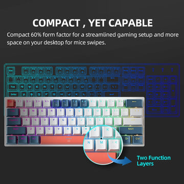 K500-B61 Machenike Mini Mechanical Keybaord 60% Form Factor 61Keys Gaming Keybaord Wired Full Key Hot-Swappable RGB Backlit Apsilon