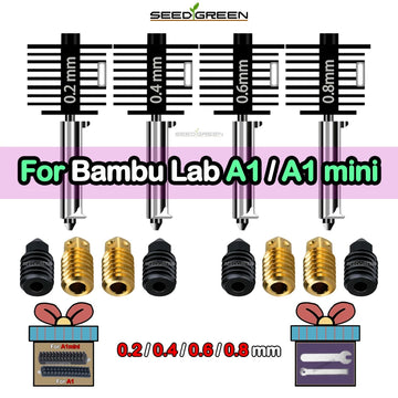 For Brass Hardened Steel Nozzle 3D Printer Hotend Kit For Bambu Lab A1/A1 Mini 0.2/0.4/0.6/0.8MM Silicone Brush Assembly Apsilon