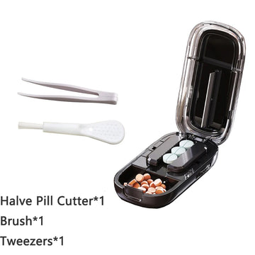 Pill Cutter With Invisible Storage Box Portable 2 In 1 Mini Drug Tablet Medicine Small Small Medicine Box Health Care Pills Case Apsilon