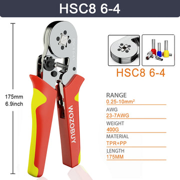 Tubular Terminal Crimper Kit 0.08-16mm² /0.25-10mm² HSC8 6-4/6-6/16-6 Electrical Crimping Pliers Clamp Sets Wire Tips Hand Tools Apsilon