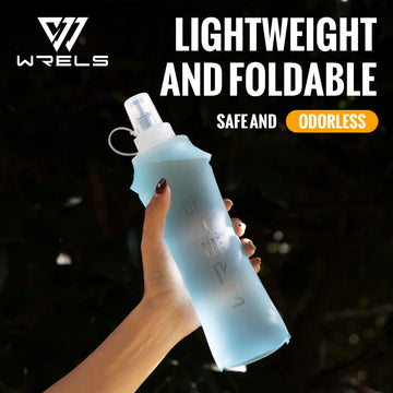 WRELS Folding Collapsible Water Bottle Running Water Bottle Soft Flask TPU BPA-Free Camping Hiking Travel Folding Water Bottle Apsilon