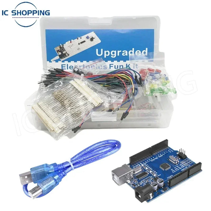 830Pcs DIY Electronics Starter Kit – For Arduino UNO R3, Includes Breadboard, Tie-points, and Electronic Components Apsilon