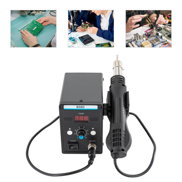 858D Hot Air Rework Station for Electronics Repairing Desoldering Welding, 220V SMD Soldering Station with Hot Air Gun+3 Nozzles Apsilon