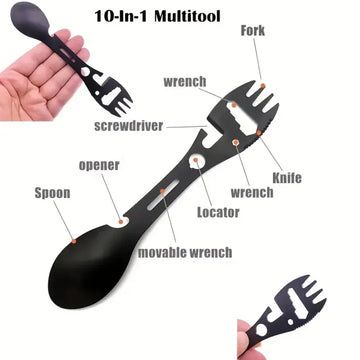 Outdoor Fork Spoon Versatile Outdoor Camping Tool Lightweight Fork Spoon Bottle Opener for Survival Tactical Utility for Easy Apsilon