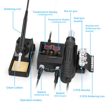 8898 2 in 1 Soldering Station Digital Display Hot Air Gun Welding Rework For Cell-Phone BGA SMD PCB IC Repair Solder Iron Tools Apsilon