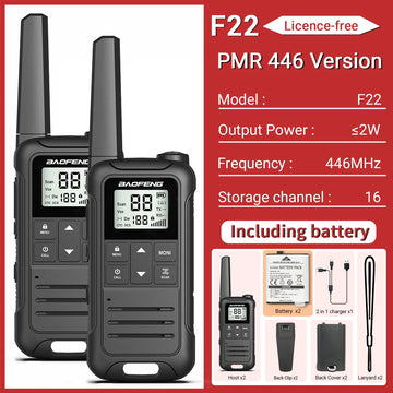 2pcs Baofeng F22/T22 Mini Walkie Talkie PMR Long Range Rechargable Portable Two Way Radio Type-C Charger for Camping Trip Apsilon