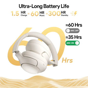 QCY H3 ANC Hi-Res Audio Wireless Bluetooth 5.4 Headphones Over Ear Headset 60Hrs 43dB Hybrid Active Noise Cancellation Earphone Apsilon