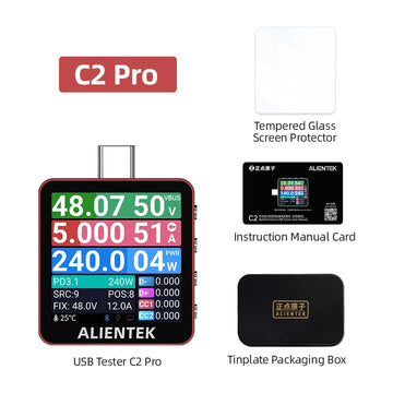 ALIENTEK USB Tester C2 Digital Voltmeter Charging Power Detector PD3.2 Battery Tester Fast Charge Detection Trigger Apsilon