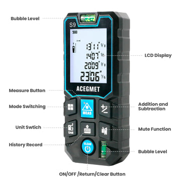 ACEGMET Laser Rangefinder S9 70M 120M Laser Diatance Meter IP54 Electronic Ruler Useful Measurement Tool Apsilon