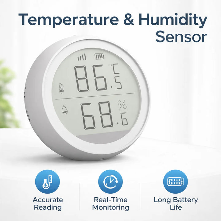 Work with Tuya Smart ZigBee Thermometer Home Indoor Temperature And Humidity Se nsor LCD Display APP Voice Control Alexa Google Home Assistant Apsilon