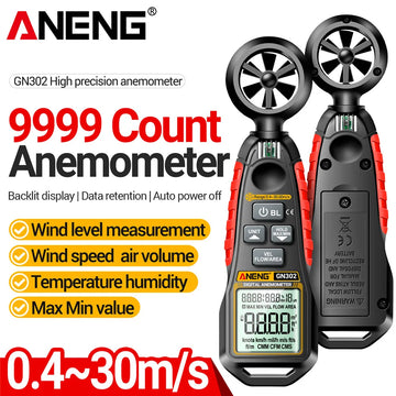 Digital Handheld Anemometer Temperature Humidity 0.4~30.00m/s Wind Speed Meter -20.0C~60.0C Temperature Tester Tools ANENG GN302 Apsilon