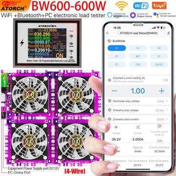 BW600 DC1-200V WiFi Tuya Electronic Load Indicator Battery Tester 18650 Pack Capacity Monitor Checker USB Charging Tools 50A Apsilon