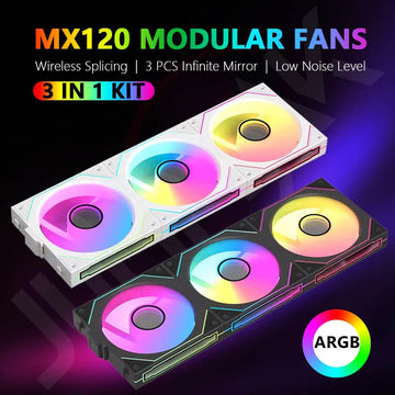 JUMPEAK MX120 240mm 360mm Modular Stackable Splicing PC 120mm Case Cooling Fan ARGB Infinite Mirror For Computer Water Cooler Apsilon