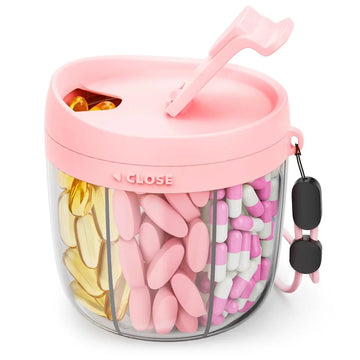 Portable 7-Compartment Vitamin Supplement Storage Box Energy Boost Capsule Organizer with Confusion-Reducing Design Apsilon