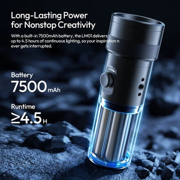 Ulanzi LM01 RGB 10W Photography Flashlight 4-Color Dimming Videography Flash Led Light 7500mAh with 1/4" Screw 20 Gobo Live Vlog Apsilon